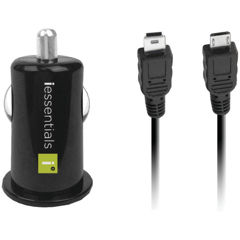 Iessentials Usb Car Charger With Micro & Mini Cables